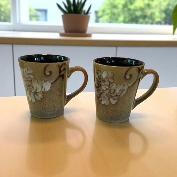 Nature’s Home Glazed Stoneware Coffee Mugs Speckled Brown Floral Set Of 2 - Picture 8 of 8